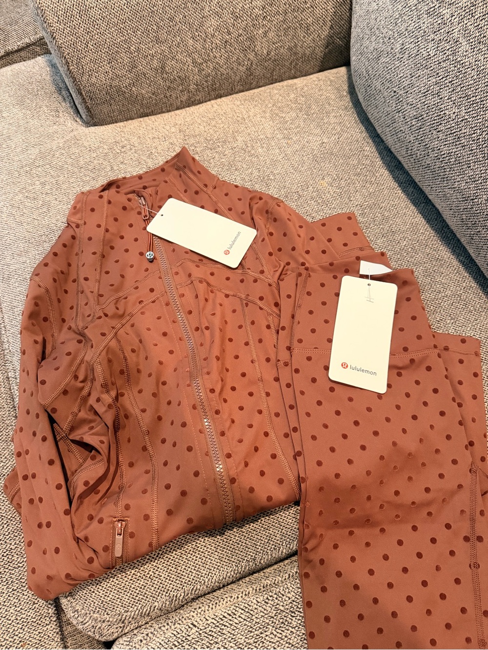 lululemon athletica Women’s Rust Polka Dot Bomber Jacket